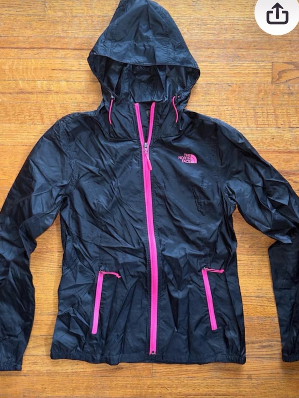 The North Face Black Hooded Lightweight Jacket Women's Size XL P Pink Accents